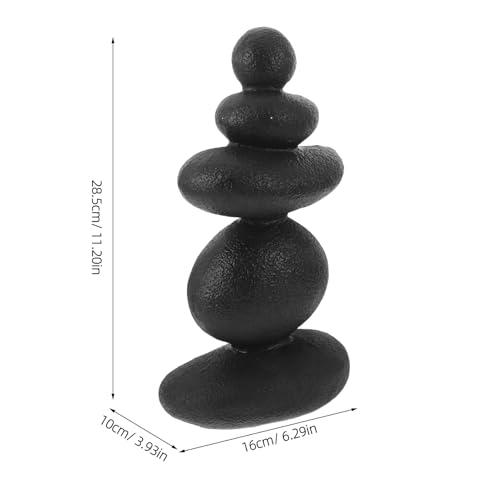 GALPADA Zen Garden Stacked Stone Sculpture Black 16x10x28.5cm Indoor Outdoor Micro Landscape Balanced Rock Cairn Aquarium Decor Meditation Garden Ornament