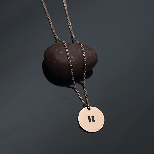 Pause Symbol Necklace for Women Meditaiton Gift Yoga Lovers Jewelry Mental Health Gift Zen Necklace - color: Pause Symbol Necklace RG