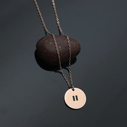 Pause Symbol Necklace for Women Meditaiton Gift Yoga Lovers Jewelry Mental Health Gift Zen Necklace - color: Pause Symbol Necklace RG