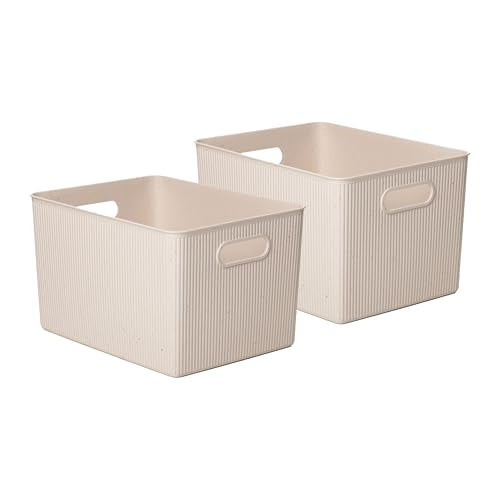 Superio Eco-Friendly Decorative Plastic Basket Open Home Storage Bins Organizer Baskets, X-Large (2 Pack) Container Boxes for Organizing Closet Storage Bins for Shelves Drawer Shelf 22 Liter - color: Eco-Friendly, size: 22 Liter (2 Pack)