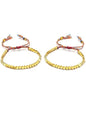 Acxico 2Pcs Tibetan Buddhist Braided Cotton Copper Beads Lucky Rope Bracelet Bangle