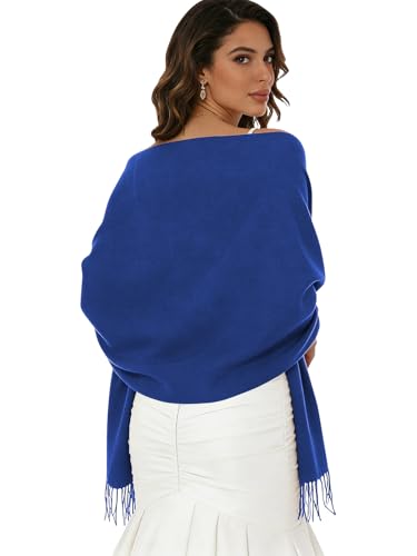 Sumolux Scarf for Women Pashmina Shawls Wraps for Evening Dresses Wedding Bridesmaid Gifts Winter Warm Soft Scarves - color: Royal Blue