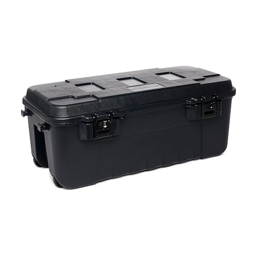Plano Sportsman Trunk with Wheels, Black, 108-Quart, Lockable Storage Box, Rolling Sportsman Trunk, Hunting Gear and Ammunition Bin, Heavy-Duty Containers for Camping, Large - color: Black, style: Large