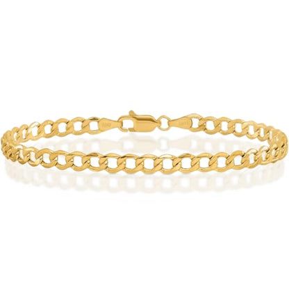 IceCarats 14K Yellow Gold 4.3mm Thick Curb Chain Link Bracelet, Polished