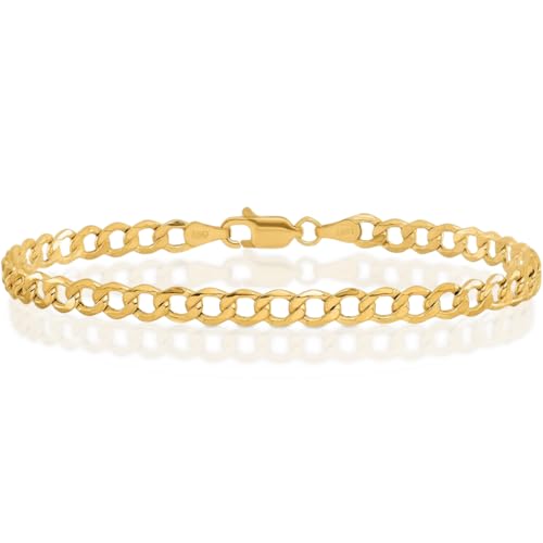 IceCarats 14K Yellow Gold 4.3mm Thick Curb Chain Link Bracelet, Polished