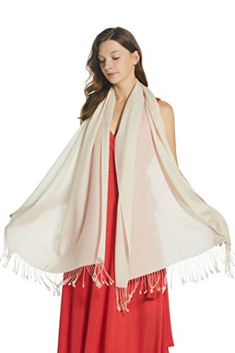 EURKEA Women's Scarf Pashmina Silky Soft Shawls Wraps Stole for Evening, Wedding and Gift - color: Beige