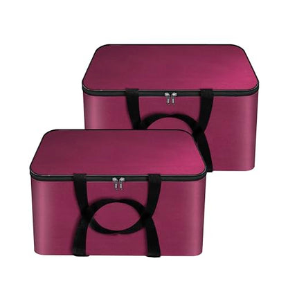 Storite 2 Pack Small Non-Woven Fabric Clothes Storage Bags | Foldable Wardrobe Organizer with Zipper & Handle | Underbed Cloth Storage Box for Sarees, Blankets & Toys (Non-Woven, 41_35_23.5 cm)