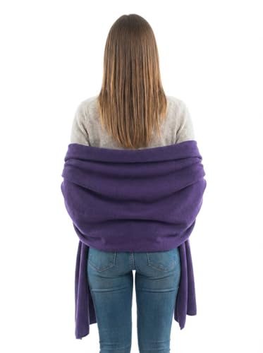 Dalle Piane Cashmere Womens Wool Cashmere Blend Stole Soft Italian Shawl Wrap for Wedding Evening Gift Made in Italy - color: Purple