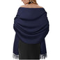 Winter Scarf for Women Pashmina Shawls and Wraps for Evening Dresses Wedding Party Bridesmaid Warm Long Scarves Shawl - color: Navy