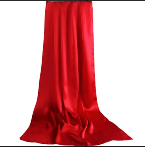 100% Mulberry Silk Long Scarf for Women Large Shawls for Headscarf and Neck- Oblong Hair Wraps with Gift Packed - color: Solid Color-red