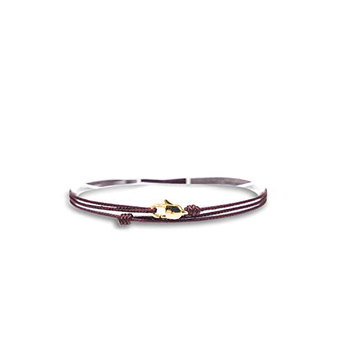 Made by Nami Nautical Rope Bracelet for Men Waterproof & Adjustable Wrap String Bracelets with Snap Hook Gift for Him - color: Ruby Red Gold