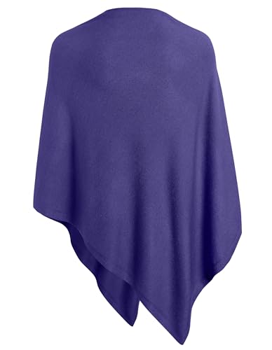PULI Women's Versatile Knitted Shawls Scarf Poncho Sweater with Buttons Lightweight Spring Summer Fall Wraps - color: A-royal Purple