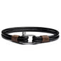 Elegatto Helix Premium Vintage Leather Bracelet for Men | Double Black Leather Strands with Sterling Silver Polished Mini Shackle Closure | Men’s Designer Jewelry