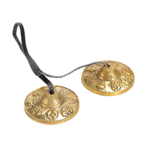 Tibetan Tingsha Cymbals 6.5cm Meditation Bells Handcrafted Brass for Yoga Mindfulness Spiritual Practice- A