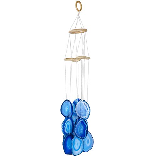 rockcloud Agate Slices Geode Wind Chime Home Garden Decoration Figurine, 20-24 inches, Blue - color: Cyan