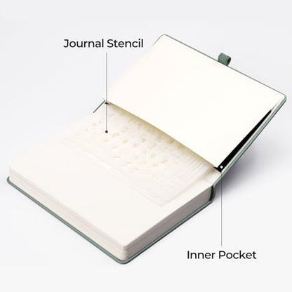 EMSHOI A5 Notebook Blank Journal - 320 Pages, 100gsm Thick Paper, Hardcover Leather, Art Sketchbook for Drawing, Unlined, Plain Sketch Book for Women Men Work Writing, 14.5 x 21cm, Light Green