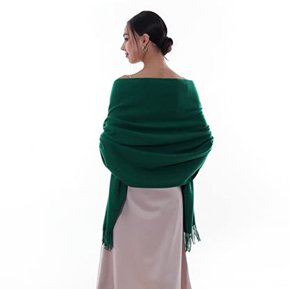 RIIQIICHY Winter Scarfs for Women Pashmina Shawls Wraps for Evening Dresses Large Warm Soft Scarves - color: Green-1