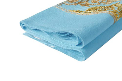 Urban CoCo Women's Embroidered Oversize Tassel Shawl Scarf Wraps for Women - color: #2-light Blue