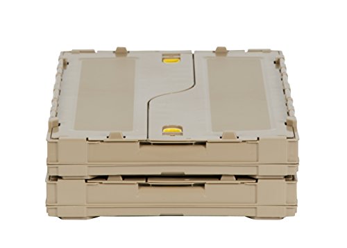 Trusco Nakayama Trusco Dumbo Thin Folding Container, 11.8 gal (50 L) with Locking Lid, Storage Case, Storage Box - color: (a) Sand, style: Locking lid included