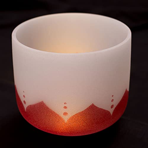Leize Lotus Design Quartz Crystal Singing Bowl C Note Root Chakra White 8" with Heavy Duty Carrying Case Suede Striker - color: lotus design, size: 8" C Note