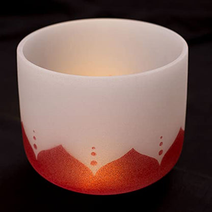 Leize Lotus Design Quartz Crystal Singing Bowl C Note Root Chakra White 8" with Heavy Duty Carrying Case Suede Striker - color: lotus design, size: 8" C Note
