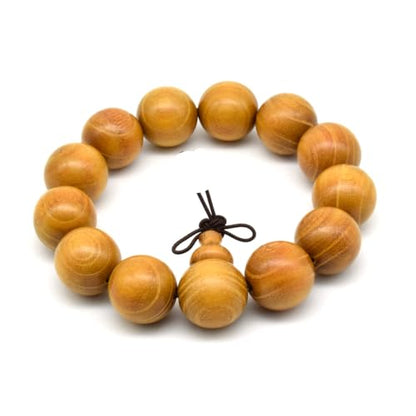 Zen Dear Natural Golden Sandalwood Mexican Bocote Mala Prayer Bead Bracelet Link Wrist Necklace Mala Beads - style: 18mm 13 beads
