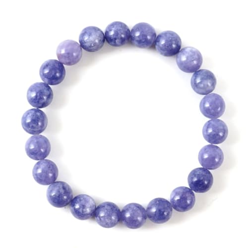 Adabele 1pc Natural Stretch Gemstone Bracelet 8mm (0.31") Bead 7 Inch to 8.5 inch Healing Crystal Energy Quartz Chakra Jewelry Women Unisex Birthday Gift - color: Tanzanite Quartz, size: 8 inch