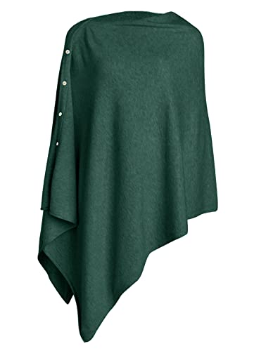 PULI Women's Versatile Knitted Shawls Scarf Poncho Sweater with Buttons Lightweight Spring Summer Fall Wraps - color: A-sea Green