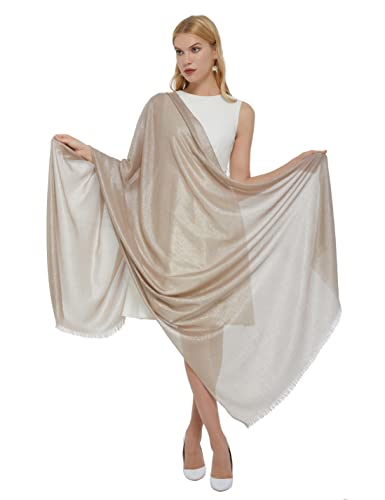 PANTONIGHT Women's Sparkling Metallic Evening Shawl Lightweight Wedding Shawl Extra Large Dressy Shawls and Wraps for Party