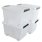 30L Plastic Storage Bin, Stackable and Nestable Storage Boxes with Lids and Secure Latching Buckles, Large Storage Container (Clear)