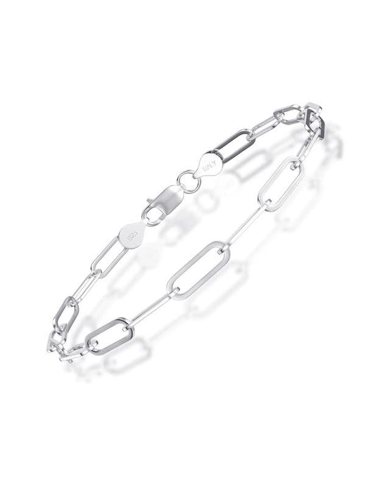 Silver Bracelet for Women 3mm Diamond-Cut Paperclip Chain Bracelet for Men 6.5/7/7.5/8/8.5/9 Inch - color: 4mm Silver, size: 7 Inch