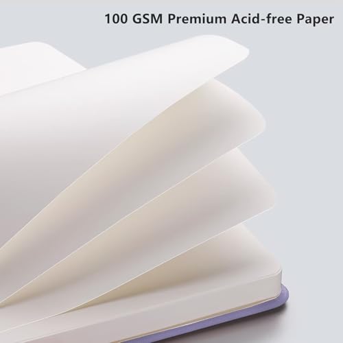 1pc Blank Journal Notebook, 192 Pages, A5 Medium Size (5.7'' x 8.3''), Leather Hardcover, 100 GSM Thick Paper, for Sketching, Drawing, Painting（Pale purple）