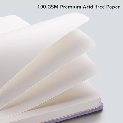1pc Blank Journal Notebook, 192 Pages, A5 Medium Size (5.7'' x 8.3''), Leather Hardcover, 100 GSM Thick Paper, for Sketching, Drawing, Painting（Pale purple）