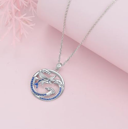 Animal Necklace 925 Sterling Silver Pendant Jewelry Gift for Women Animal Lover - style: Fish