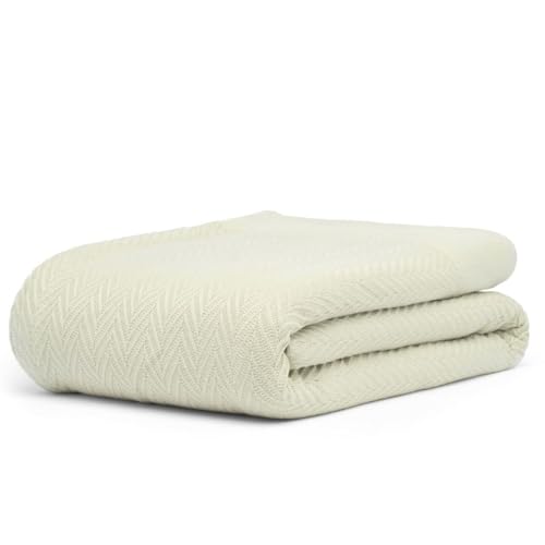 100% Cotton Herringbone Weave Blankets, 90" X 90" Queen, Throw Blanket for Bed, All Season Cotton Blanket, Cozy Blanket,Throws & Bed Blanket, Throw Blanket for Couch, Modern Home Decor -Sage - color: Herringbone -Sage, size: Queen (U.S. Standard)