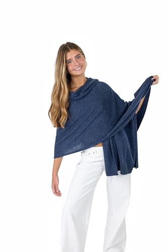 Velanio Cashmere Luxury Knitted Wrap Travel Shawl Scarf, Pashmina Stole, All-Season Scarf for Women Cashmere Wool Blend - color: Hale Navy