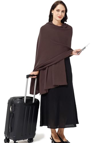 Soft Cashmere Blend Wrap Chic Scarf Stole for Women Wayfarer Travel Extra Large 87"x28" - color: Coffee