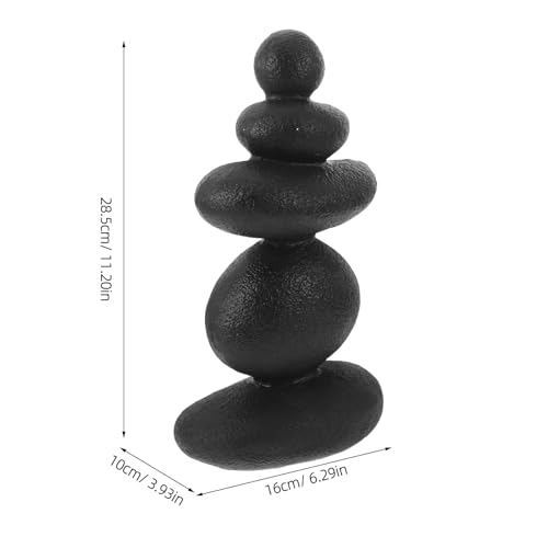 Stacked Stone Sculpture - Mini Zen Rocks for Garden Patio Japanese Themed Decor - Resin 5-Stone Meditation Rock Cairn Ornament