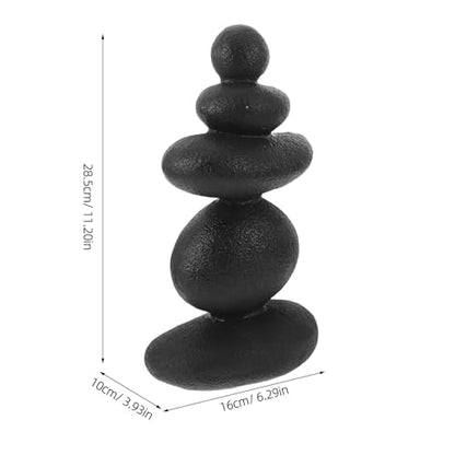 Stacked Stone Sculpture - Mini Zen Rocks for Garden Patio Japanese Themed Decor - Resin 5-Stone Meditation Rock Cairn Ornament