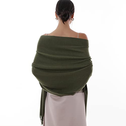 RIIQIICHY Winter Scarfs for Women Pashmina Shawls Wraps for Evening Dresses Large Warm Soft Scarves - color: Green