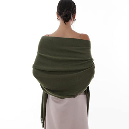 RIIQIICHY Winter Scarfs for Women Pashmina Shawls Wraps for Evening Dresses Large Warm Soft Scarves - color: Green