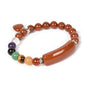 Justinstones Gem Semi Precious Gemstone Love Heart Charm Stretch Beaded Bracelet Unisex - color: Red Jasper(7 Chakra)