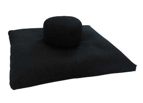 Round Zafu and Zabuton Meditation Cushion Set (2pc) - color: Black