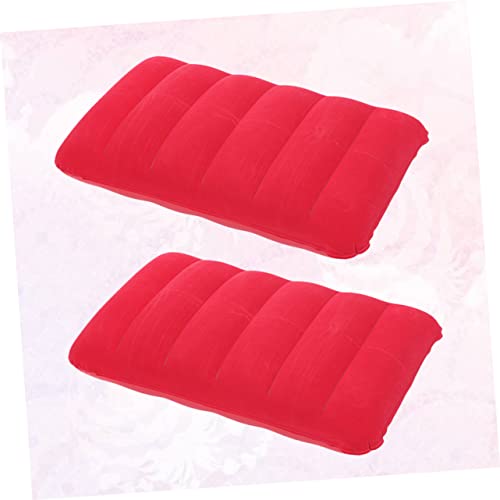 2 Pcs PVC Flocking Inflatable Waist Cushion Pillow for Outdoor Camping Portable Travel Nap Cushion 65x45cm Multifunctional Pillow for Office and Leisure