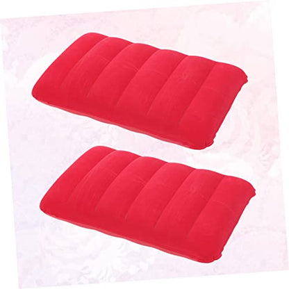 2 Pcs PVC Flocking Inflatable Waist Cushion Pillow for Outdoor Camping Portable Travel Nap Cushion 65x45cm Multifunctional Pillow for Office and Leisure