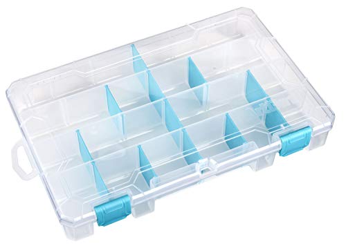 ArtBin 6847AG Medium Anti-Tarnish Box with Removable Dividers, Jewelry & Craft Organizer with Anti-Tarnish Technology, [1] Plastic Storage Case, Clear with Aqua Accents - size: Medium (10.75" x 7.375")