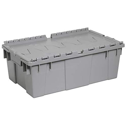 Buckhorn AR2012070201000 Industrial Plastic Storage Tote with Hinged Attached Lid, (20-Inch x 12-Inch x 7-Inch), Gray