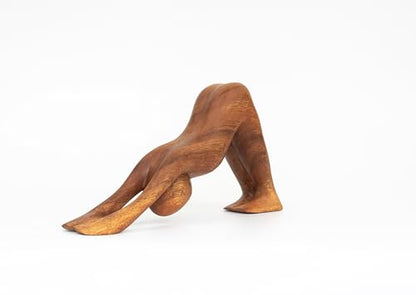 G6 Collection 8" Wooden Handmade Abstract Sculpture Art Decorative Home Decor Handcrafted Figurine Accent Decoration Artwork Hand Carved, Downward Facing Dog - style: Downward Facing Dog