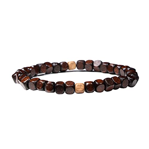 Natural Wood Beads Bracelet for Men Women Wooden Bracelet for Prayer Meditation Healing - color: A2: 4Pcs