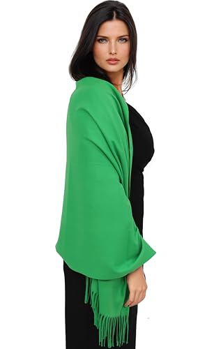 Ocomfly 100% Pashmina Scarf for Women - Premium Womens Scarves - Gift Boxed - Shawls or Wraps - Ultra Soft and Warm - color: Kelly Green